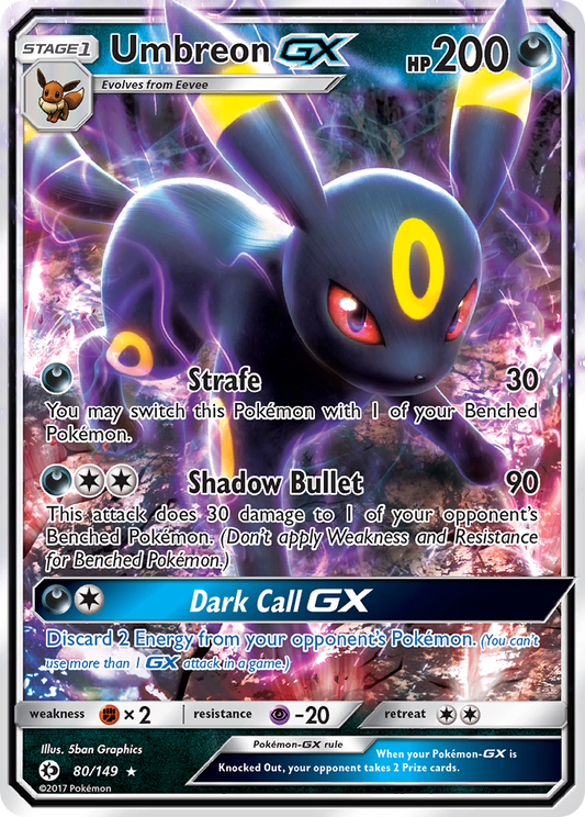 Umbreon GX - 80 - Sun & Moon Base Set