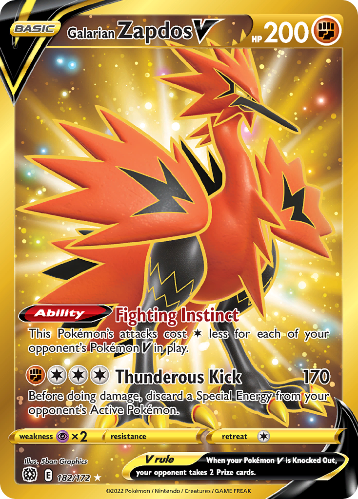 Galarian Zapdos V (Secret) - 182/172 - Brilliant Stars