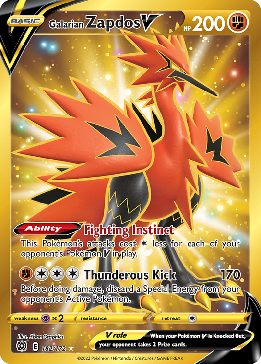 Galarian Zapdos V (Secret) - 182/172 - Brilliant Stars